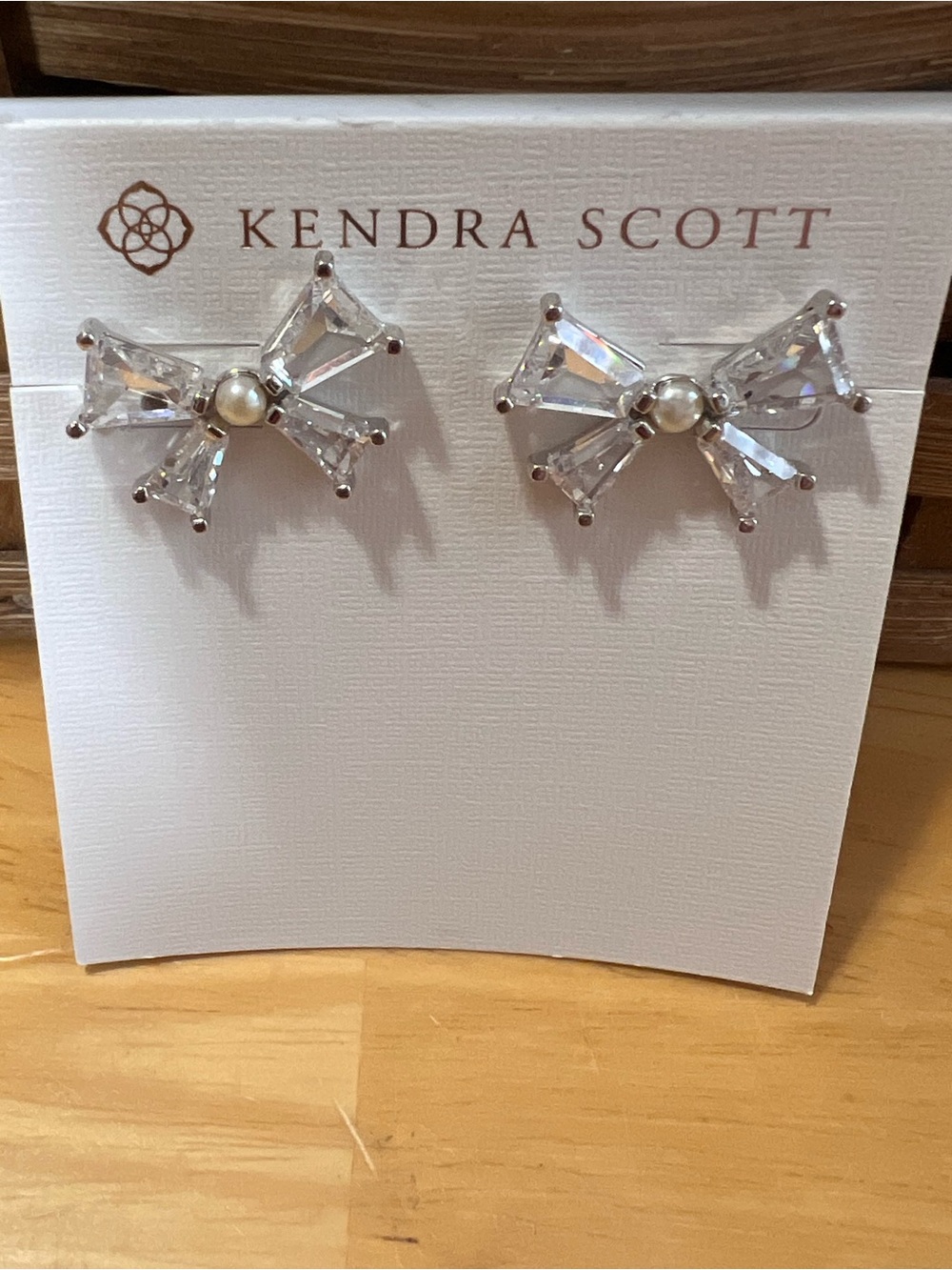 Kendra Scott Clear Crystal Bow Stud Earrings